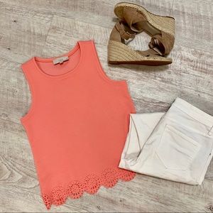 LOFT Sleeveless Die Cut Trim Top